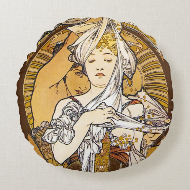 Redonda Paris 1900, Alphonse Mucha Almofada (Frente)