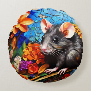 Redonda Travesseiros de almofada de ratos de mosaico engra