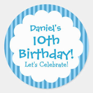Redondo 10.º Aniversário Adesivo Banhas Azuis V1C