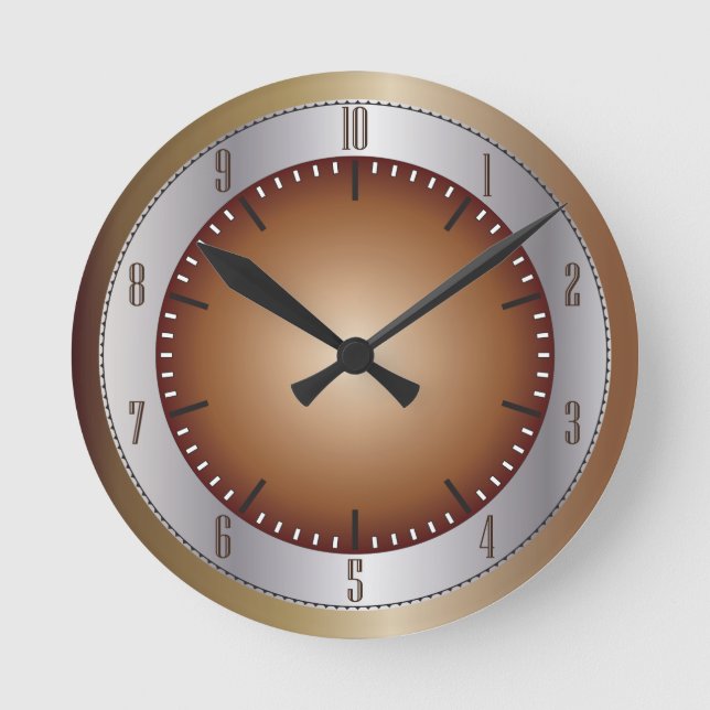 Redondo 10 horas de latão de relógio e prata (Frente)