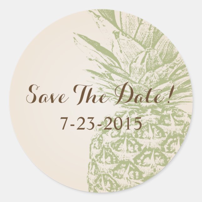 Redondo Abacaxi Salve O Adesivo De Data (Frente)