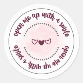 Redondo Abra-me com um adesivo sorridente
