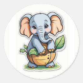 Redondo Adesivo Adorável de Elefante para Bebês - Safari C