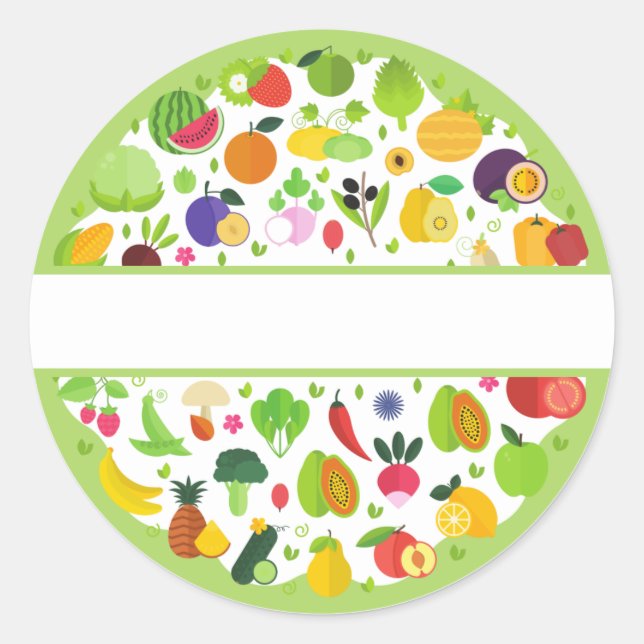 Redondo Adesivo "Alimentação Saudável" para personalizar (Frente)