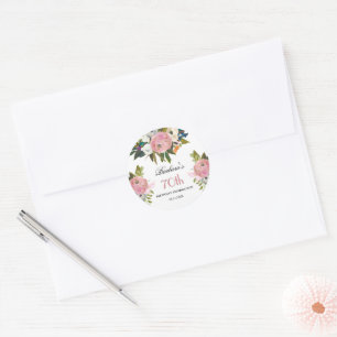 Redondo ADESIVO Aniversário de 70 anos Floral Elegante Pin