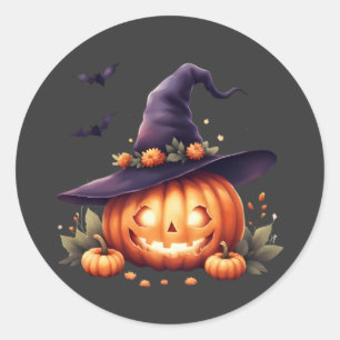 Redondo Adesivo Assustador Fofo de Halloween – Abóbora