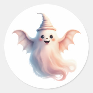 Redondo Adesivo Assustador Fofo de Halloween – Fantasma