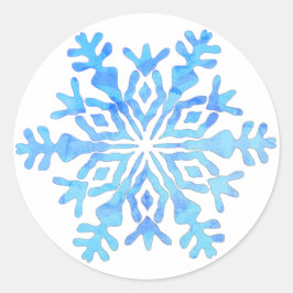 Redondo Adesivo azul com floco de neve