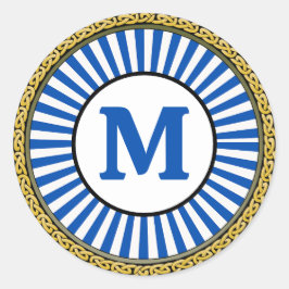 Redondo Adesivo - Azul - Personalizado - Adicionar inicial