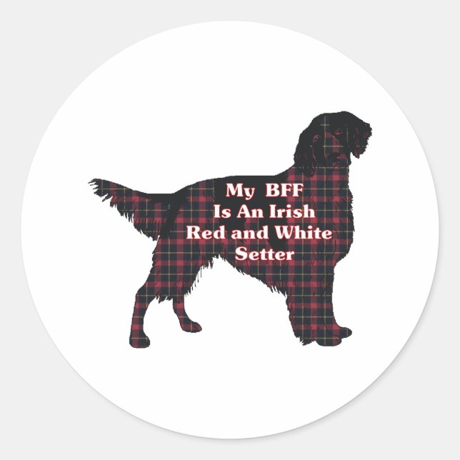 Redondo Adesivo BFF De Setores Vermelho E Branco Irlandês (Frente)