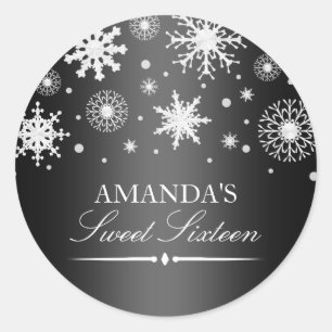 Redondo Adesivo Black & White Winter Wonderland Sweet 16