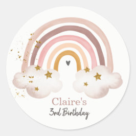 Redondo Adesivo Boho Arco-íris Aniversário Arco-íris Paste