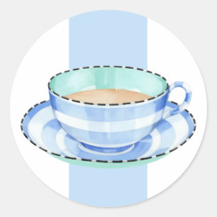 Redondo Adesivo branco azul de Teacup