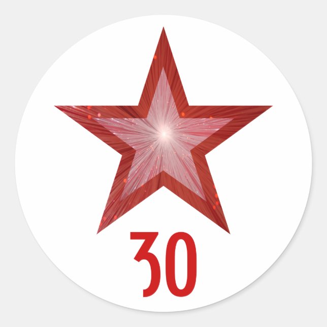 Redondo Adesivo branco de idade redonda com "30" da Estrel (Frente)