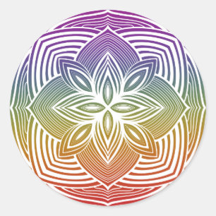 Redondo Adesivo branco de Mandala no arco-íris