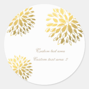 Redondo Adesivo branco floral elegante dourado moderno