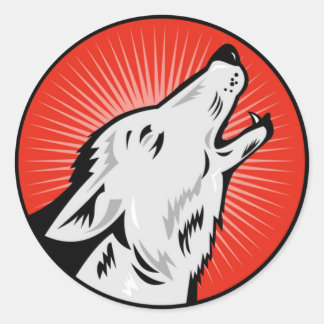 Redondo Adesivo brilhante do Alpha Wolf Round por ZEROSIXF