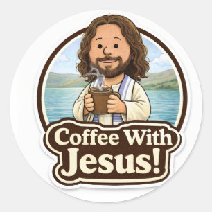 Redondo Adesivo Café Com Jesus (3”)