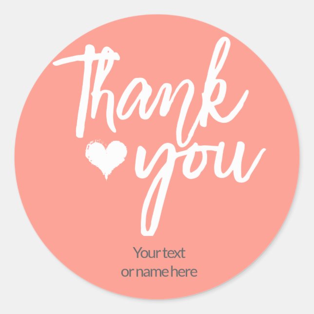 Redondo Adesivo caligráfico de agradecimento (Frente)
