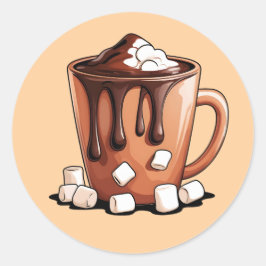 Redondo Adesivo Caneca Sonho de Chocolate Quente Vulcão
