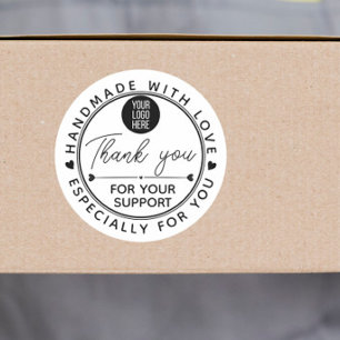 Redondo Adesivo Circular À Mão Com Amor – Logotipo