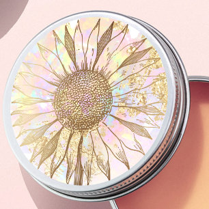 Redondo adesivo circular clássico de design de girassol