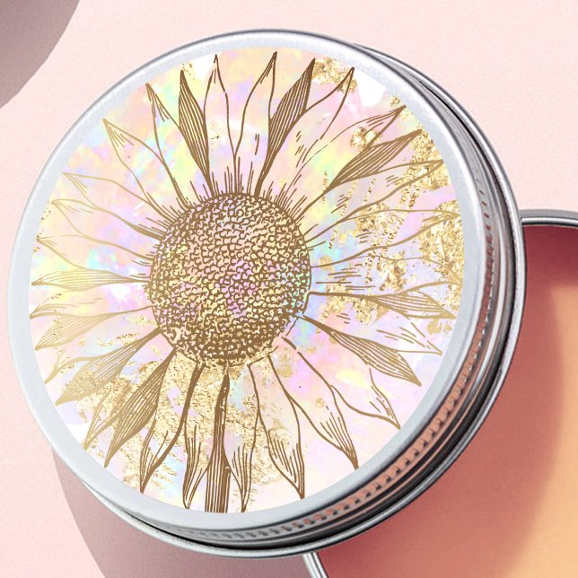 Redondo adesivo circular clássico de design de girassol (Criador carregado)