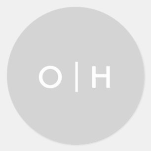 Redondo Adesivo circular de cinza simples iniciais/monogr