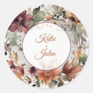 Redondo Adesivo Circular de Nome Floral Personalizado Mal-