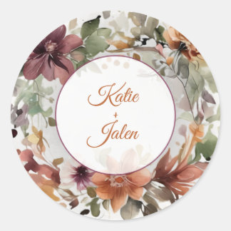 Redondo Adesivo Circular de Nome Floral Personalizado Mal-