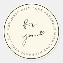 Adesivo Circular Feito à Mão Com Amor 