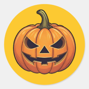 Redondo Adesivo Clássico de Abóbora de Halloween