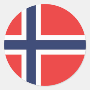 Redondo Adesivo Clássico de Bandeira da Noruega