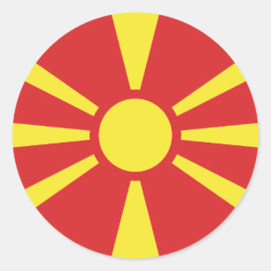 Redondo Adesivo Clássico de Bandeiras da Macedônia do Nort