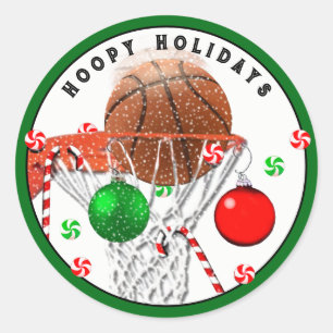 Redondo Adesivo clássico de basquete de Natal
