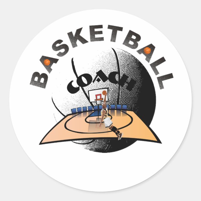 Redondo Adesivo clássico de basquetebol (Frente)