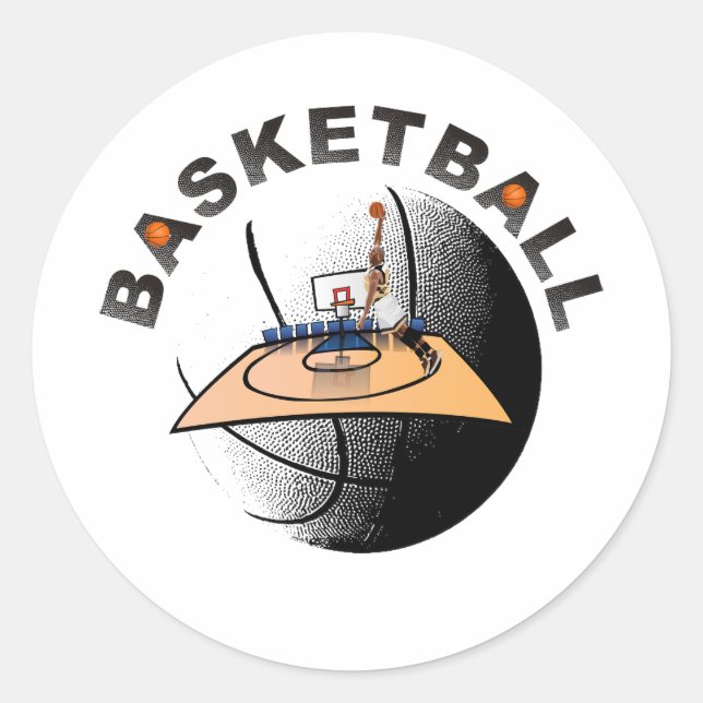 Redondo Adesivo clássico de basquetebol (Frente)