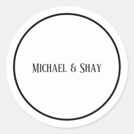 Redondo Adesivo clássico de casamento branco e preto