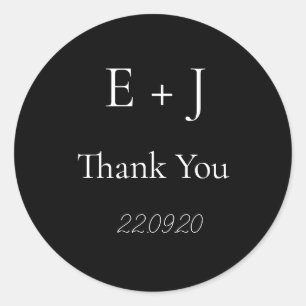 Redondo Adesivo clássico de casamento do Monograma Elegan