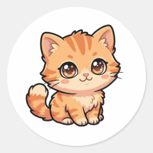 Redondo Adesivo Clássico de Gatinho Malhado Laranja de Beb