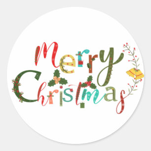 Redondo  adesivo clássico de natal alegre