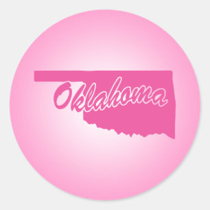 Redondo Adesivo Clássico de Oklahoma em Estado Rosa