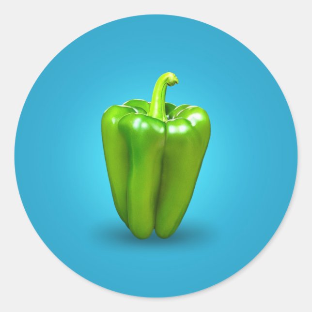 Redondo Adesivo clássico de pimenta verde redonda (Frente)