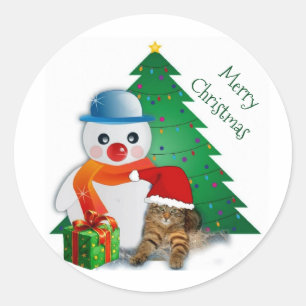 Redondo Adesivo Clássico Feliz Natal Personalizável