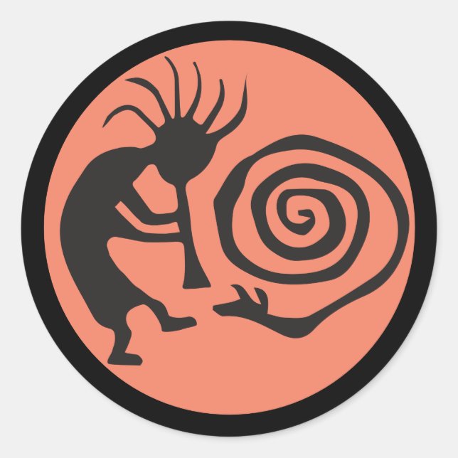 Redondo Adesivo clássico nativo americano Kokopelli redond (Frente)