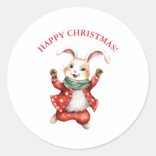 REDONDO ADESIVO COELHO RETRÔ NATAL FELIZ