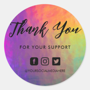 Redondo Adesivo Colorido Arco-Íris Cor-de-Rosa Laranja Clá