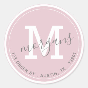 Redondo adesivo colorido de endereço de retorno de monogr