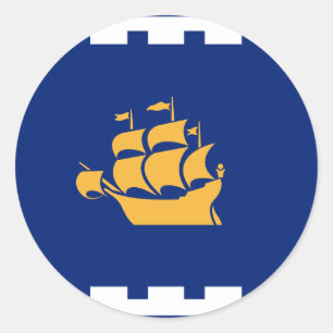 Redondo Adesivo com a Bandeira da Cidade de Quebec, Canadá