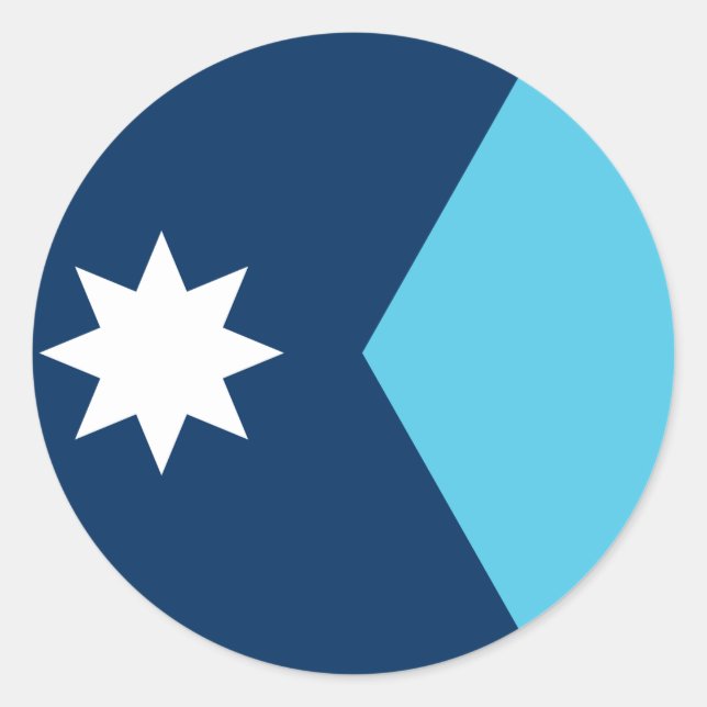 Redondo Adesivo com a Bandeira de Minnesota, EUA (Frente)